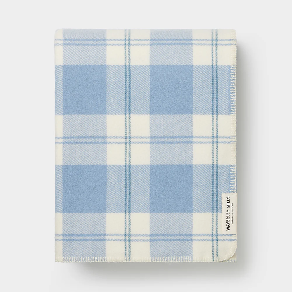 Classic Plaid Blanket in Bay Blue | King/Queen - Image 3