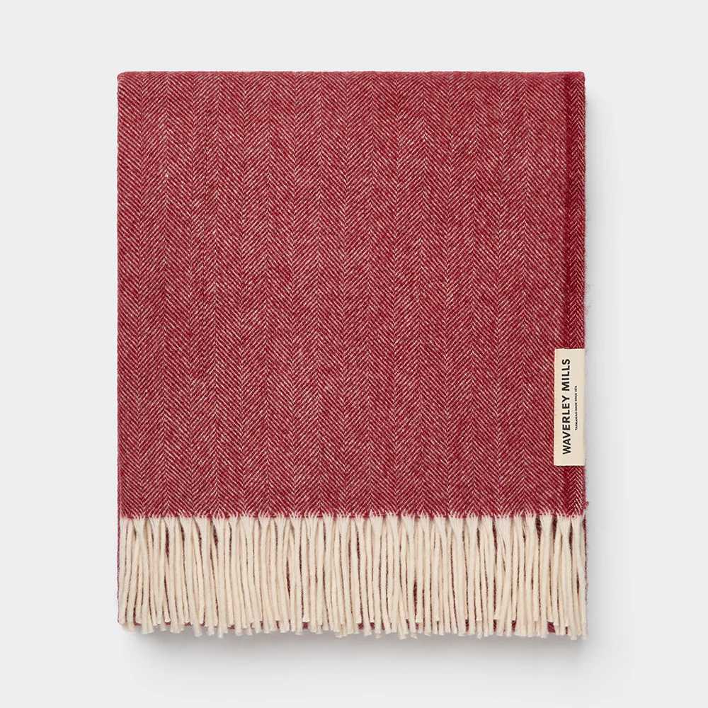 Herringbone Throw in Burgundy - Image 5