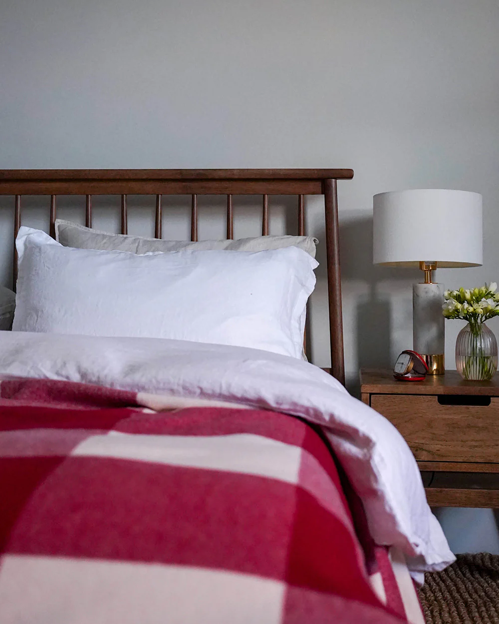 Smith's Lane Blanket in Burgundy Check | King/Queen - Image 3