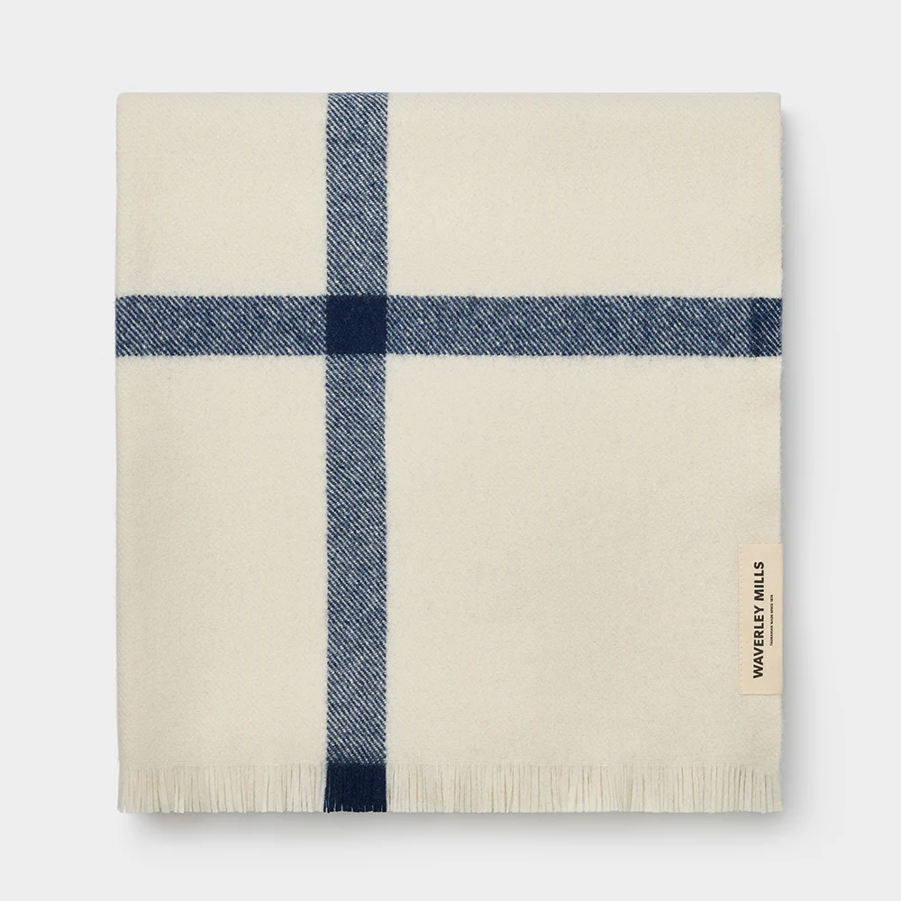 Summer Plaid Throw in Sleepy Bay Blue - Image 5